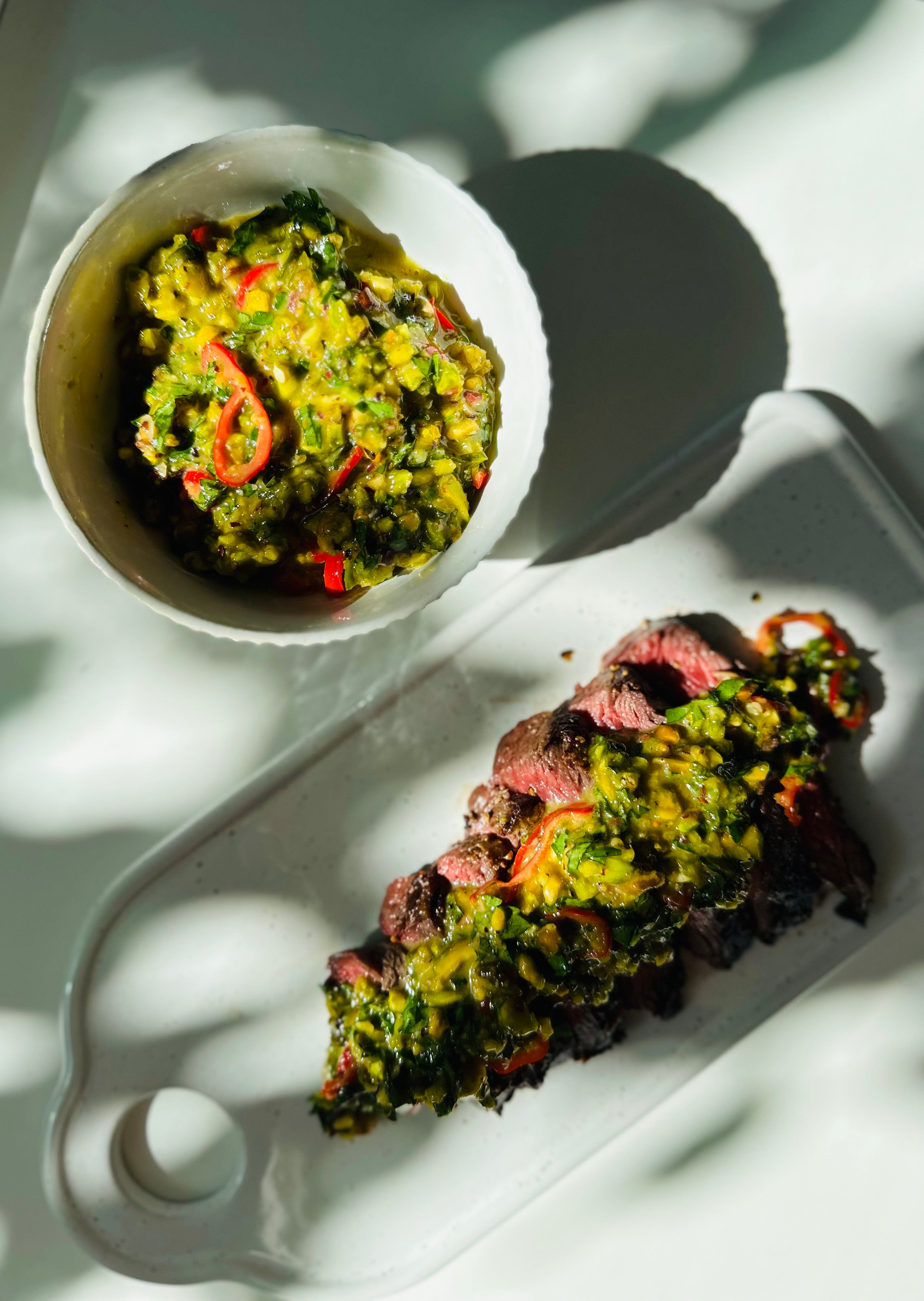 Ancho Vinegar Pistacho Vinaigrette for Summer Grilled Meats