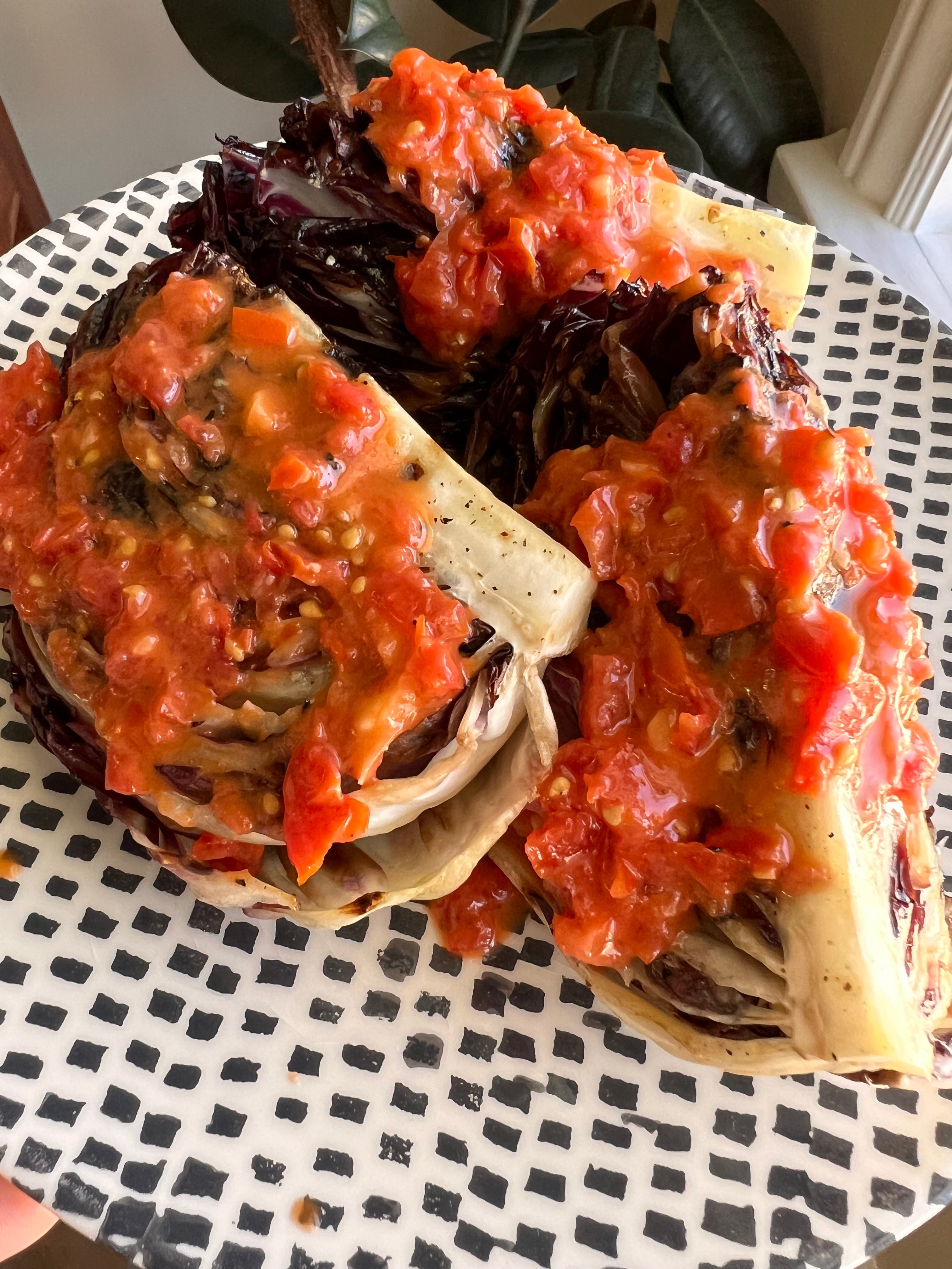 Grilled Radicchio with Zesty Tomato Vinaigrette