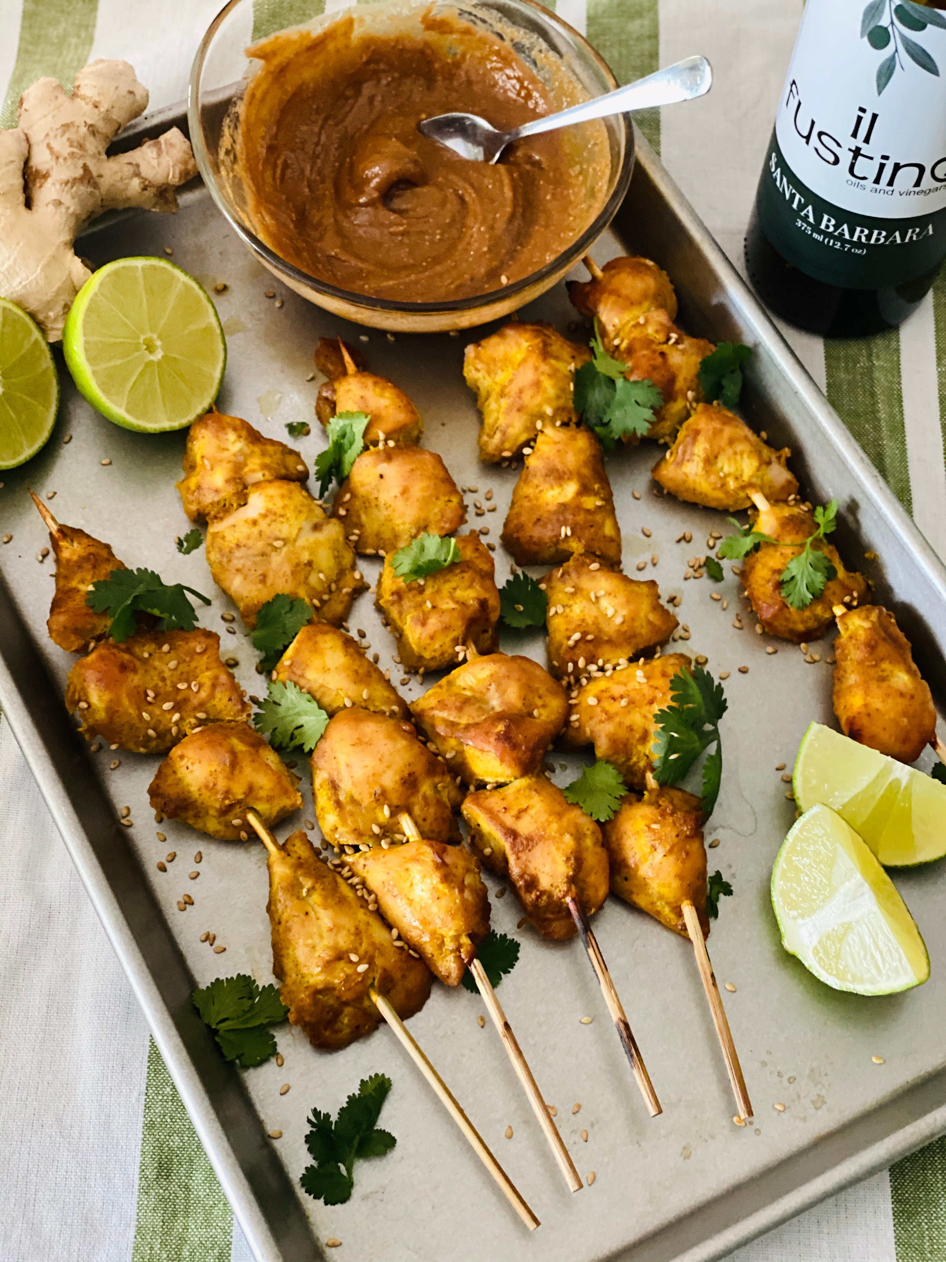 Chicken Skewers with Kaffir Lime Peanut Sauce