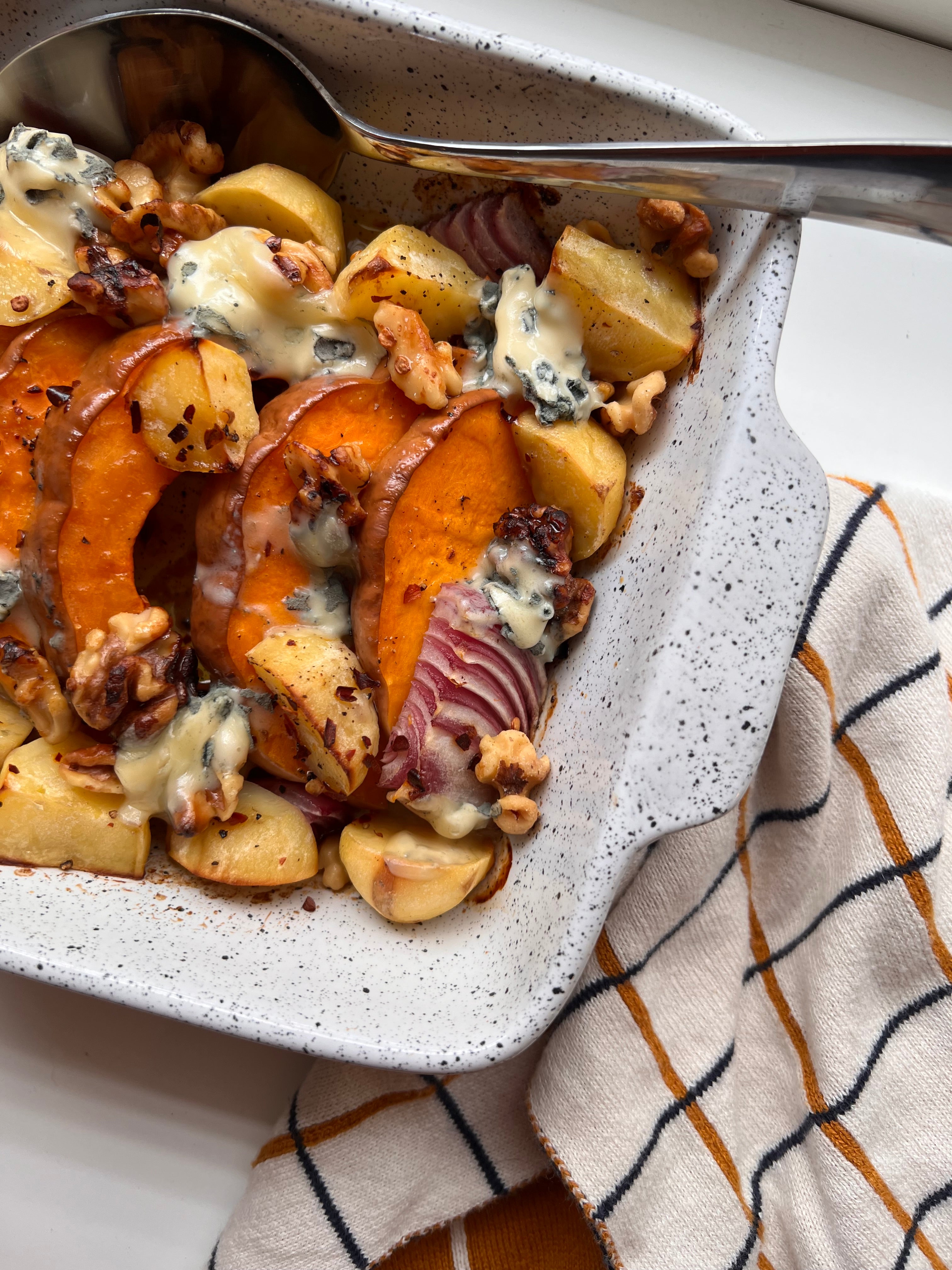 Roasted Squash with Autumn Harvest Vinegar, Blue Cheese & Waluts