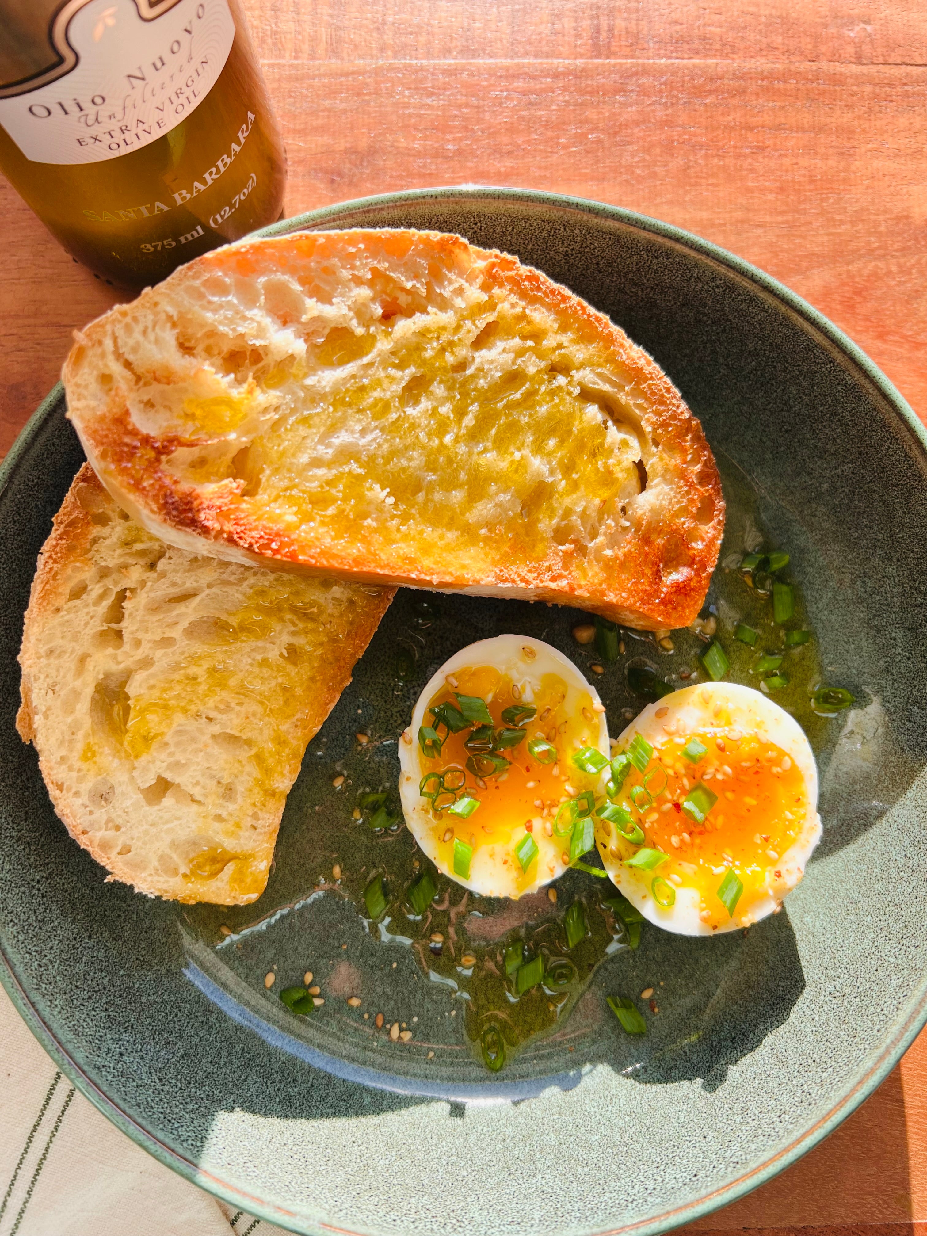 Soft-Boiled Eggs w/ Dukka and Olio Nuovo