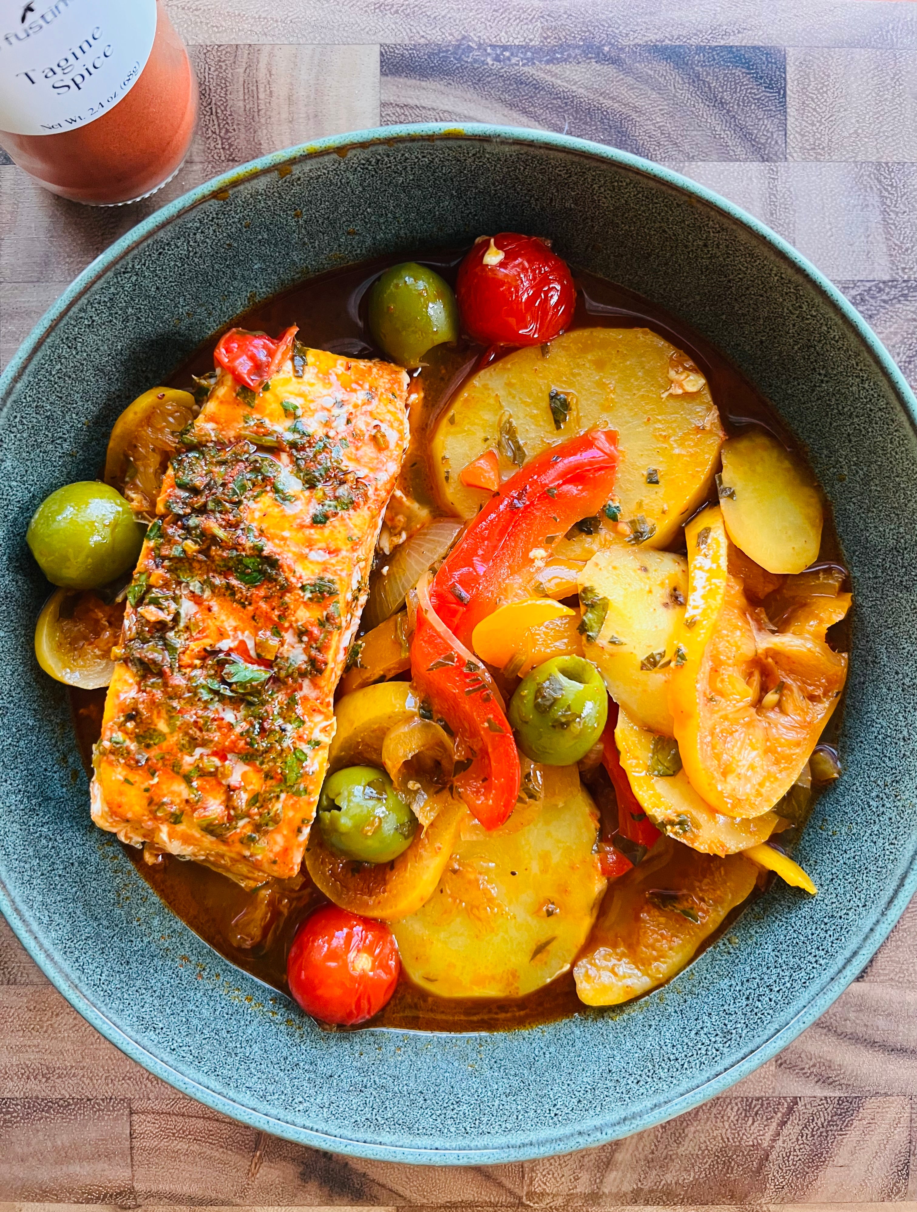 Fish Tagine with Potatoes and Green Olives