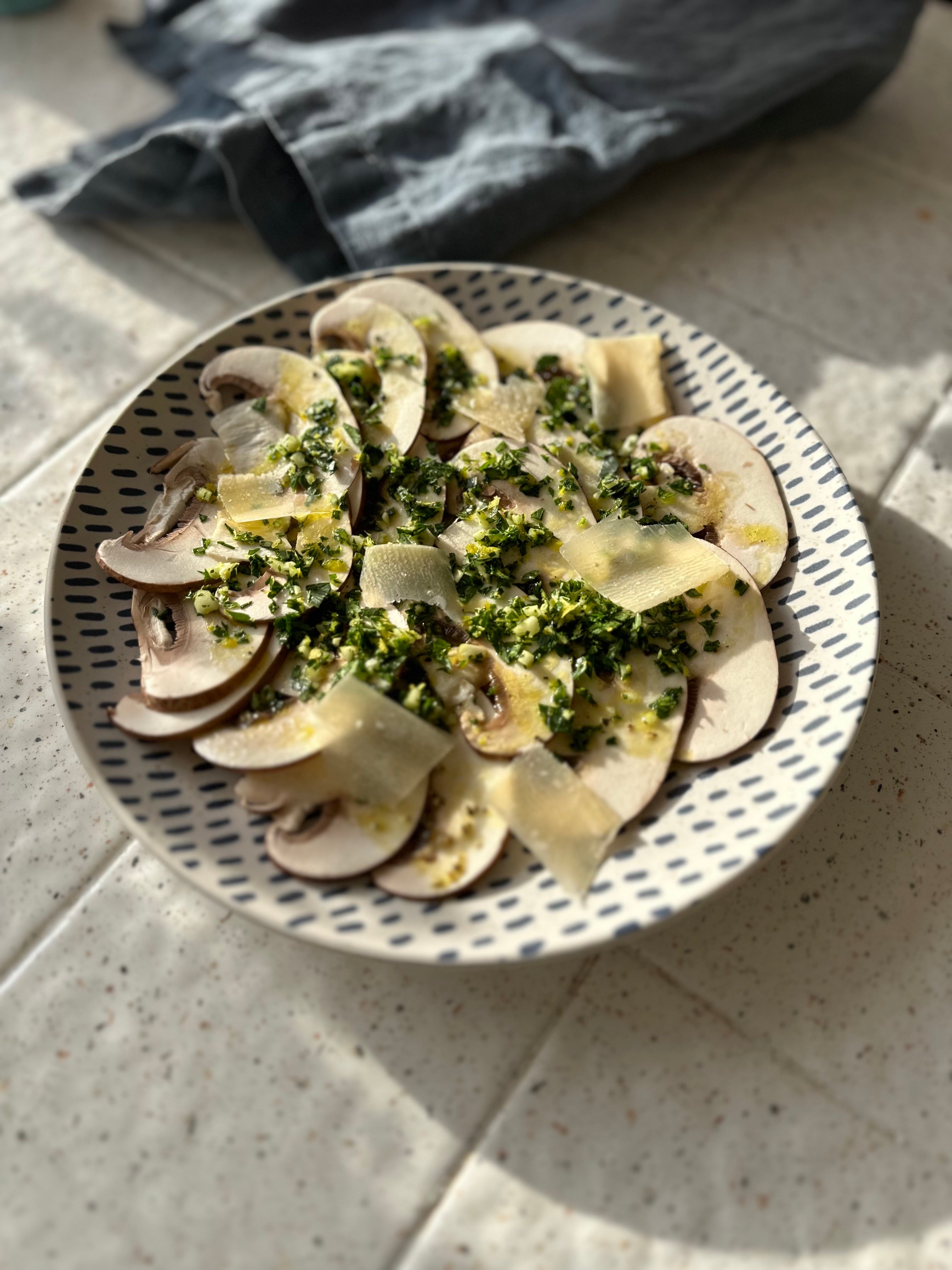 Mushroom Carpaccio with Gremolata and Olio Nuovo