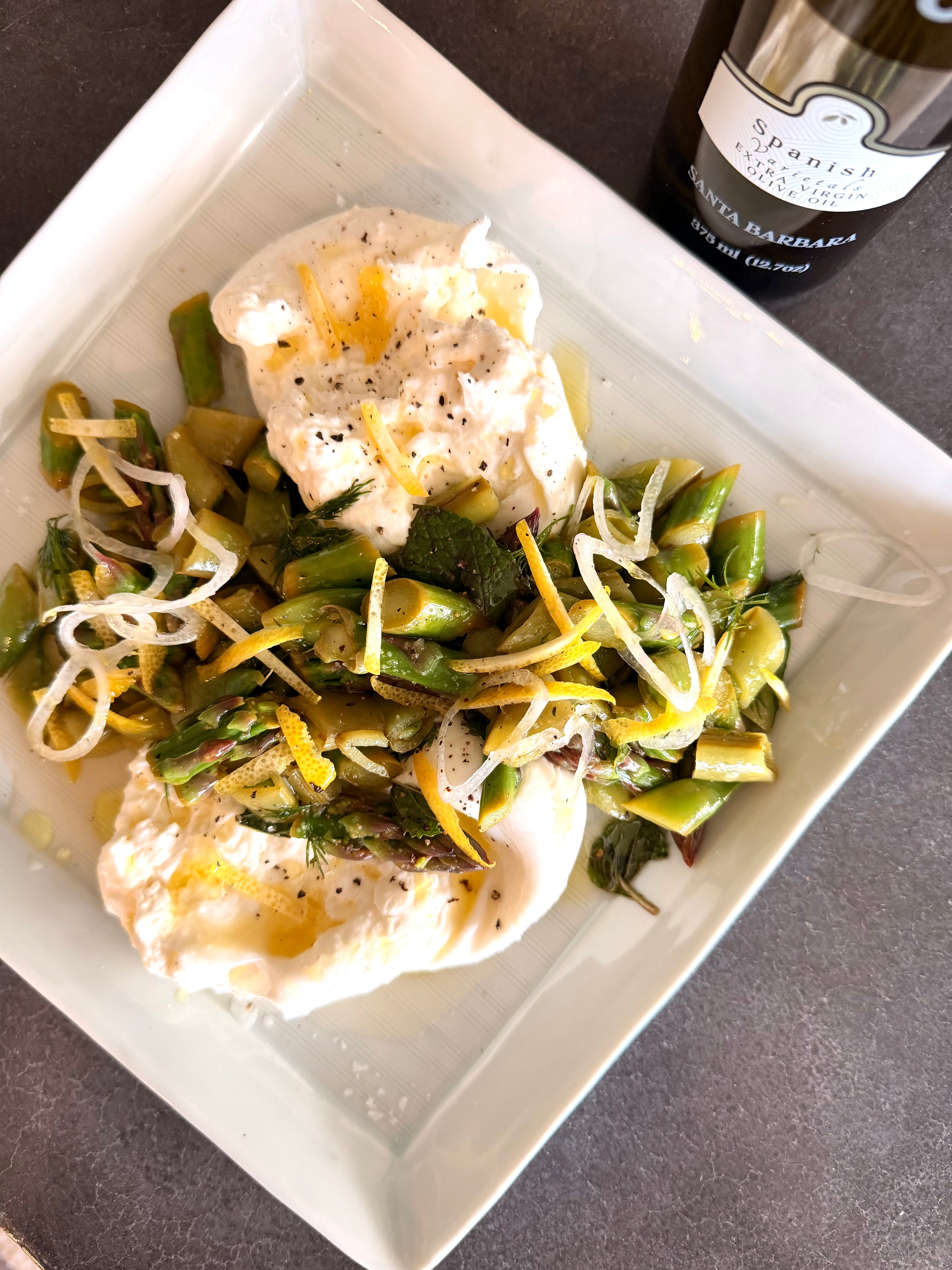 Burrata with Spring Herbs and Market Vegetables