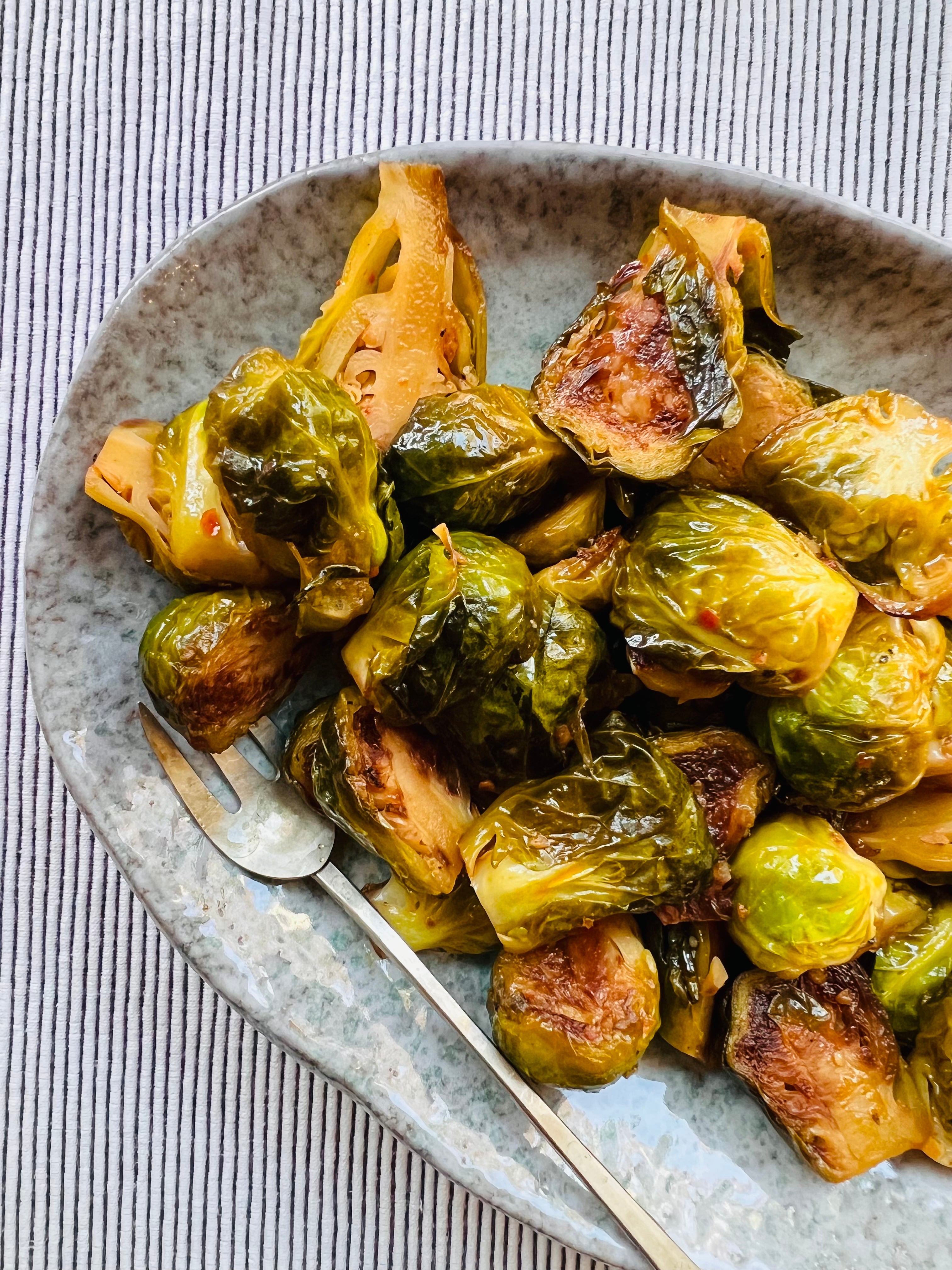Balsamic Chili Glazed Brussels Sprouts