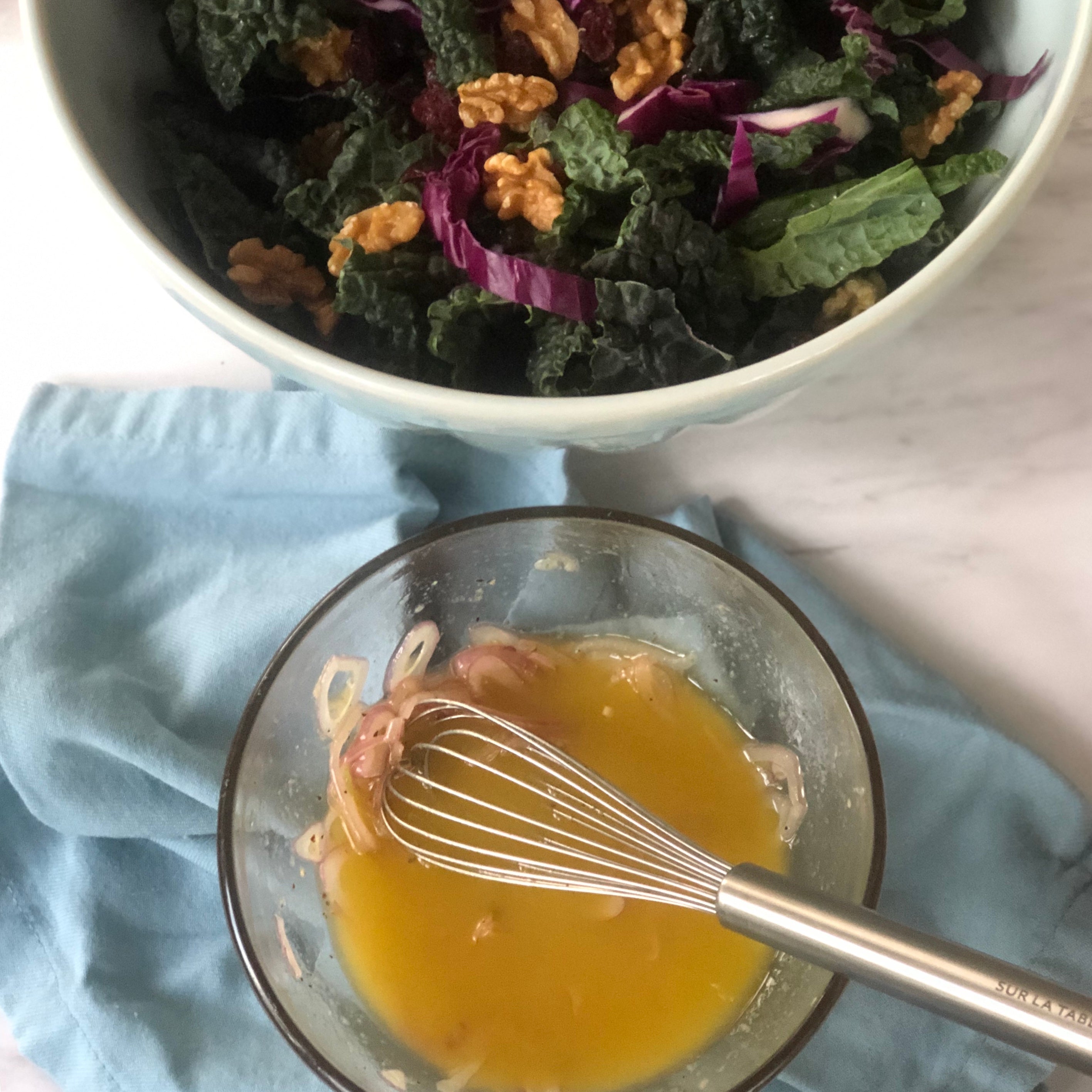 Kale Salad with Shallot and Raspberry Vinaigrette