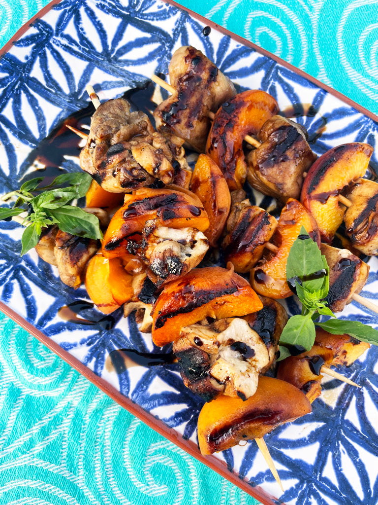 Blackberry Balsamic Peach & Chicken Kabobs