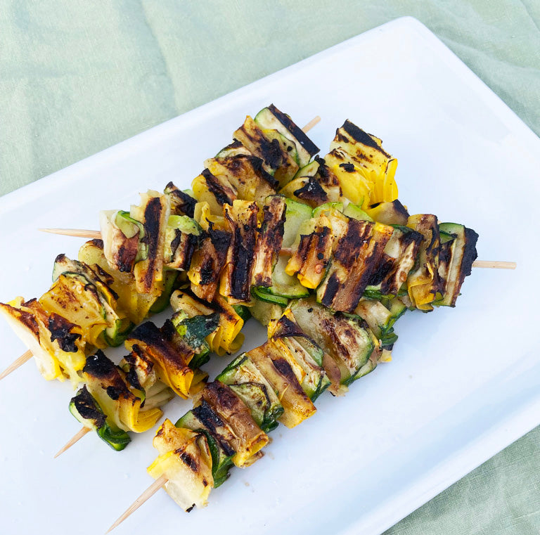 Zucchini Ribbon Skewers with Lemon Garlic Butter